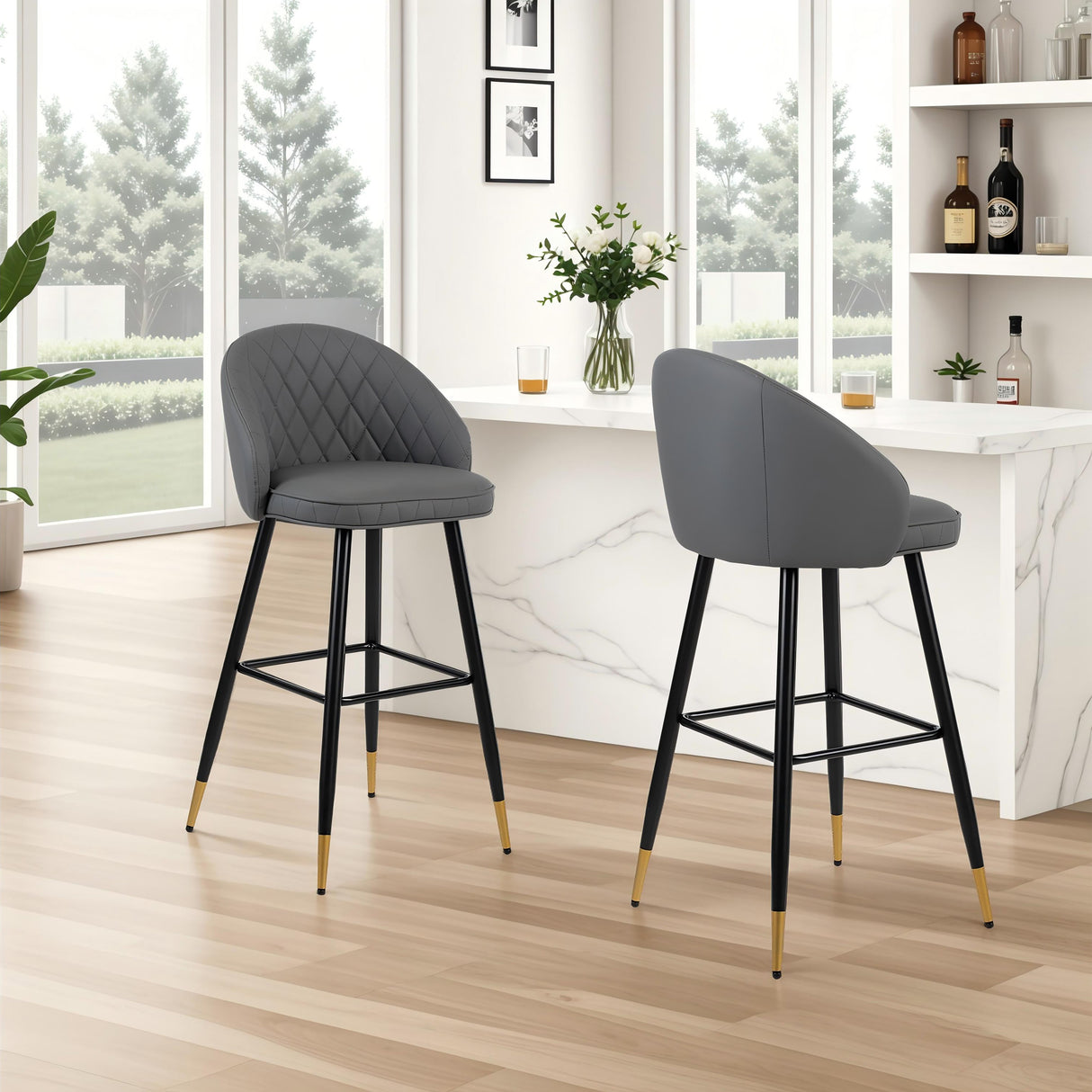 Oliver Gray Vegan Leather Bar Chair (2 Per Carton)