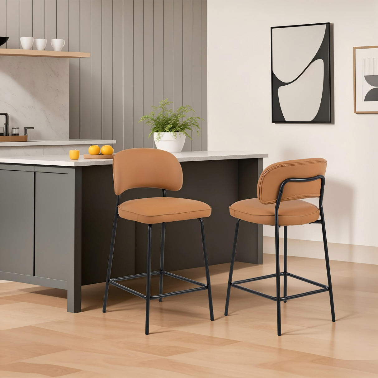 Blythe Orange Vegan Leather Counter Chair (2 Per Carton)