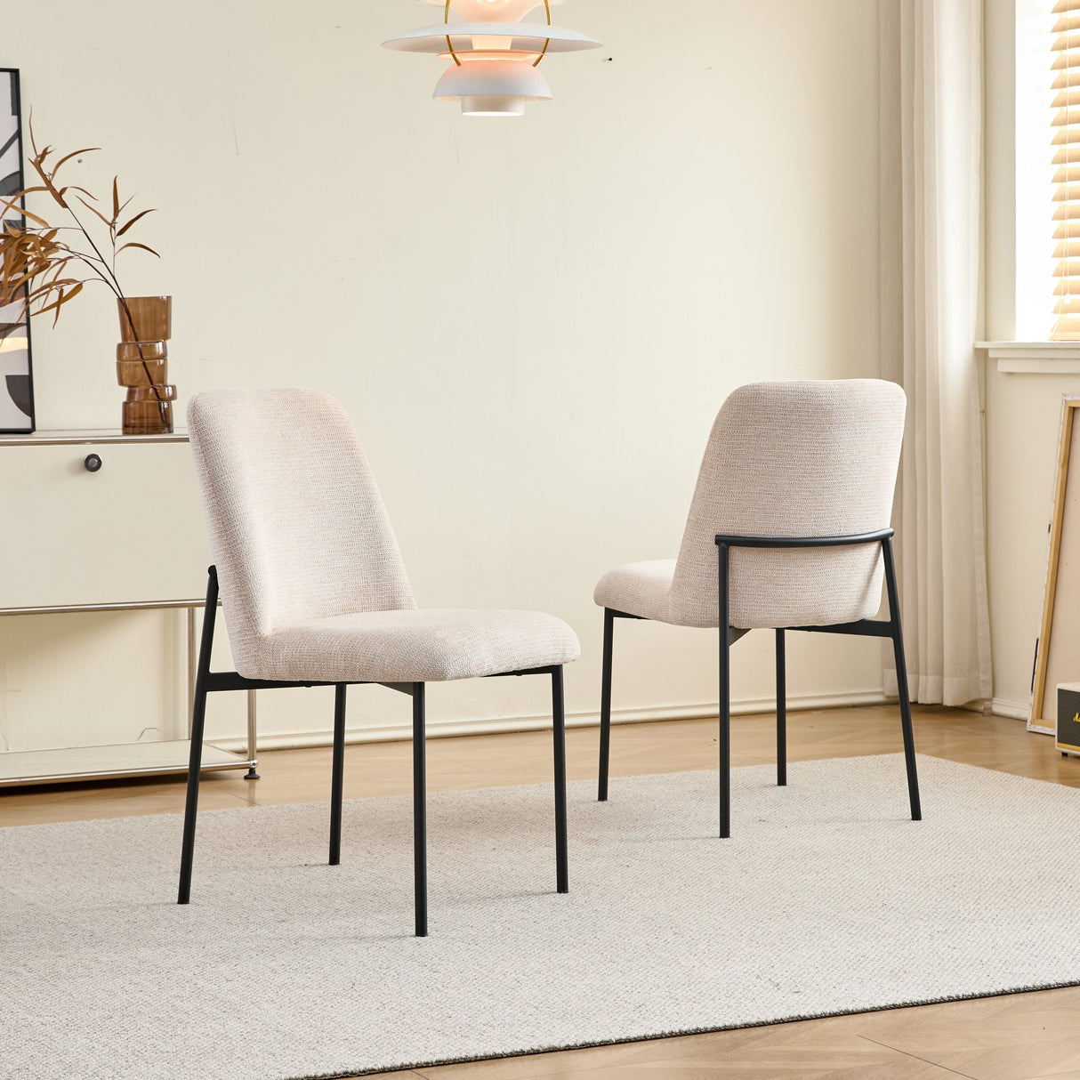 Erik Side Chair W/ Black Metal Frame -Beige (2 Per Carton)