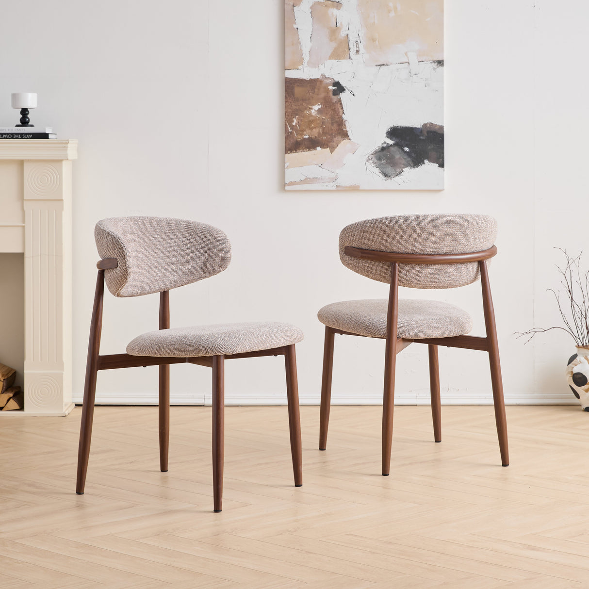 Royce Side Chair W/ Walnut Metal Frame -Toast (2 Per Carton)