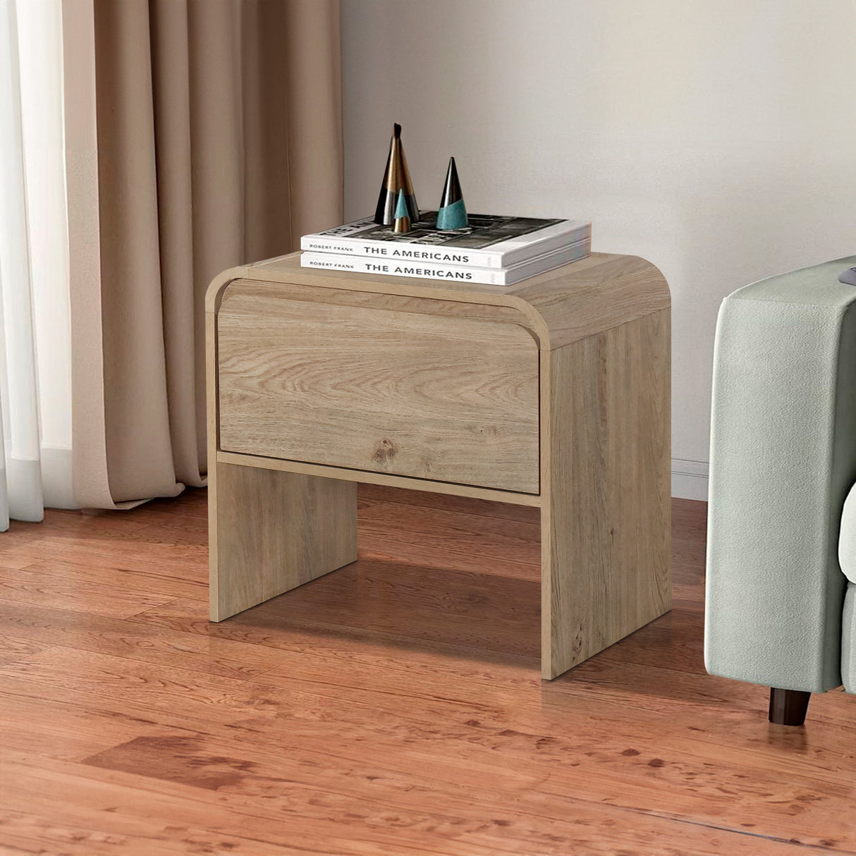 Mara One Drawer End Table / Bedside Table-Natural