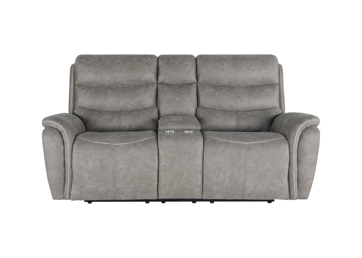 Kamari Console Loveseat W/ Dual Recliners-Gray