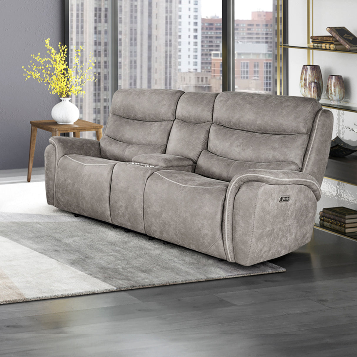 Kamari Console Loveseat W/Pwr Hr & Fr-Gray