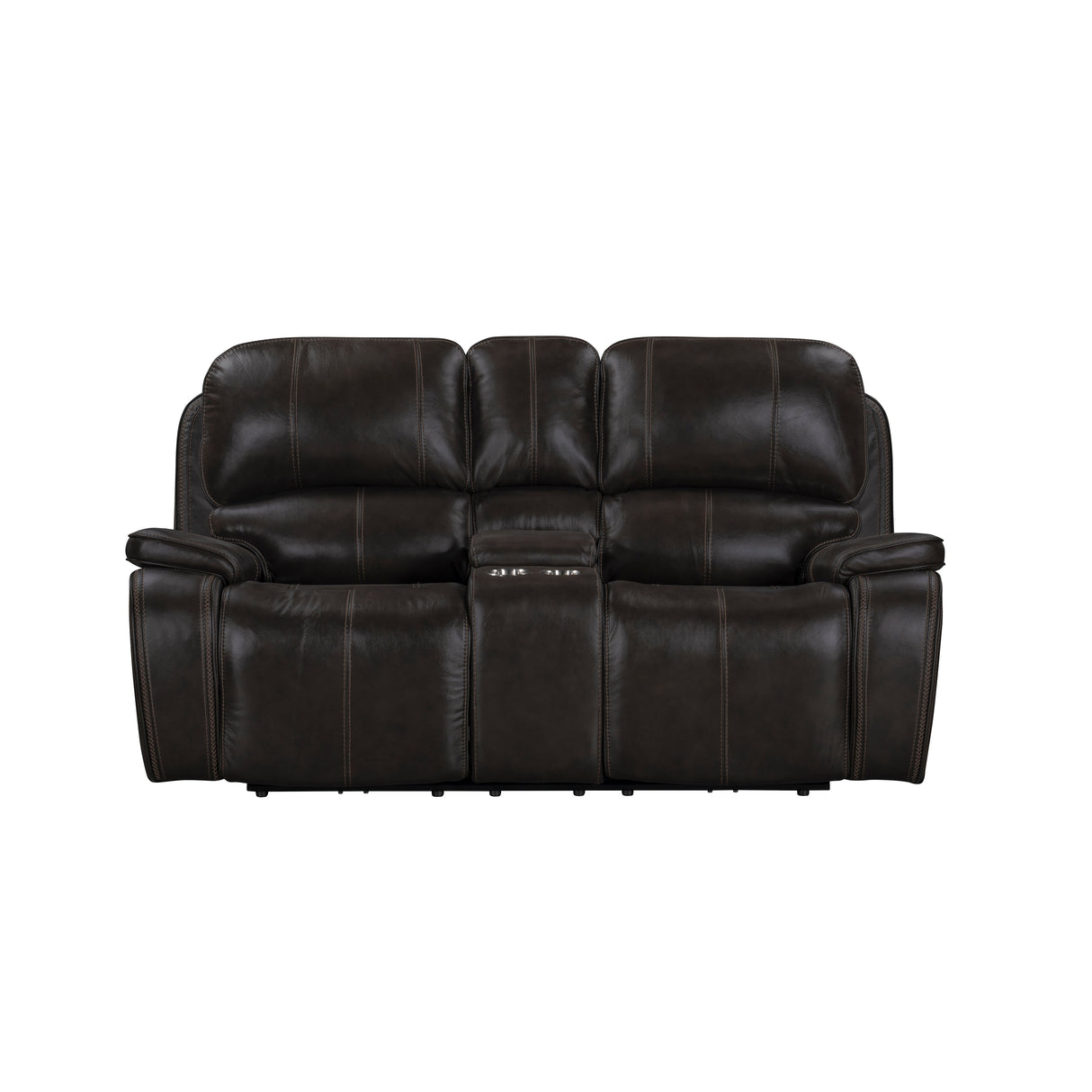 Brookings Console Loveseat W/ Dual Recliners-Charcoal