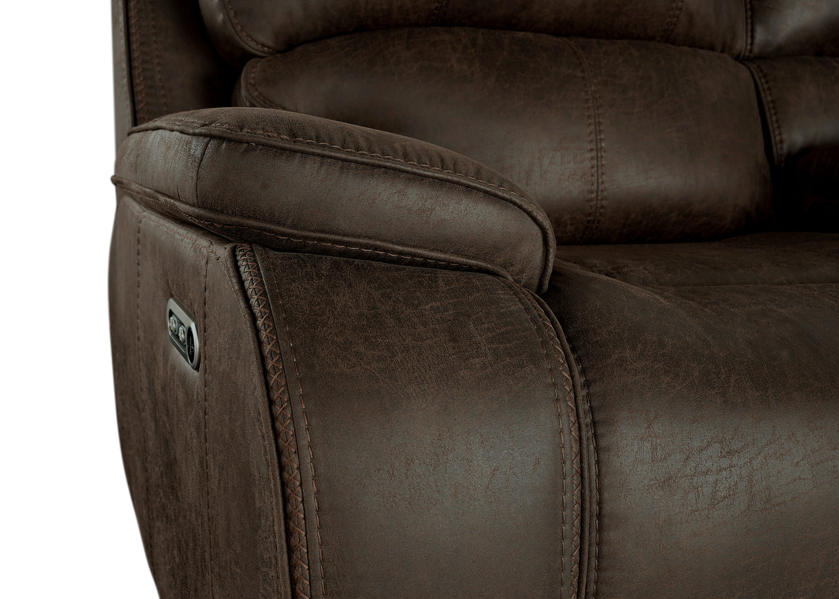 Brookings Console Loveseat W/Pwr Hr & Fr-Brown