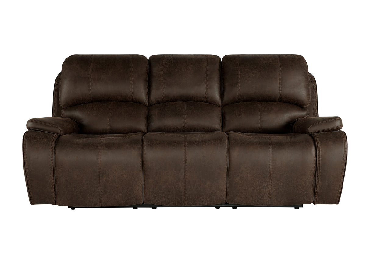 Brookings Sofa W/Dual Recliner-Brown