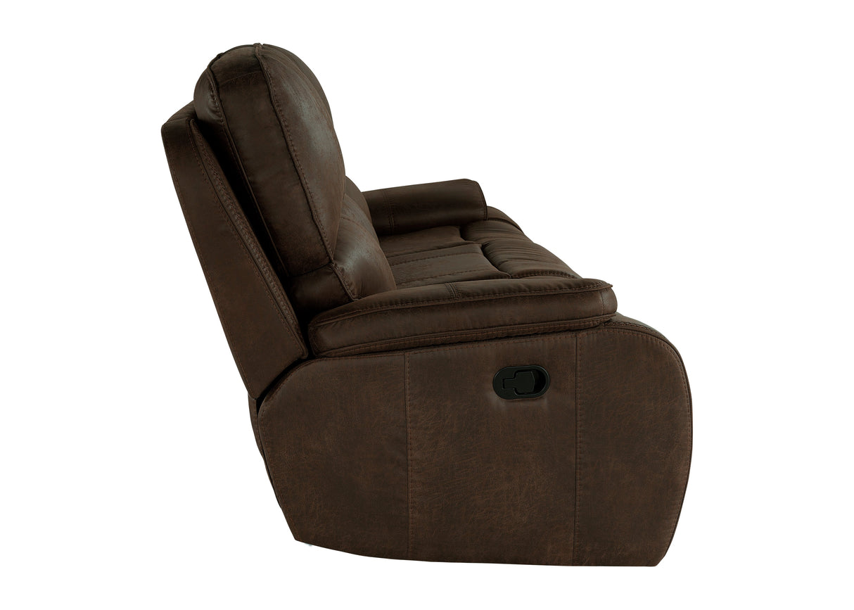Brookings Sofa W/Dual Recliner-Brown