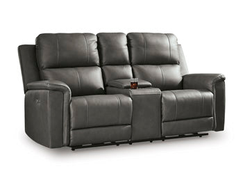 Bleckley Power Reclining Loveseat with Console - galleria furniture outlet