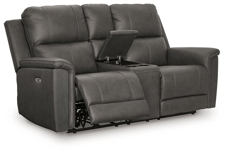 Bleckley Power Reclining Loveseat with Console - galleria furniture outlet