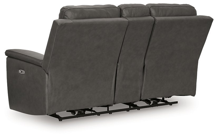 Bleckley Power Reclining Loveseat with Console - galleria furniture outlet