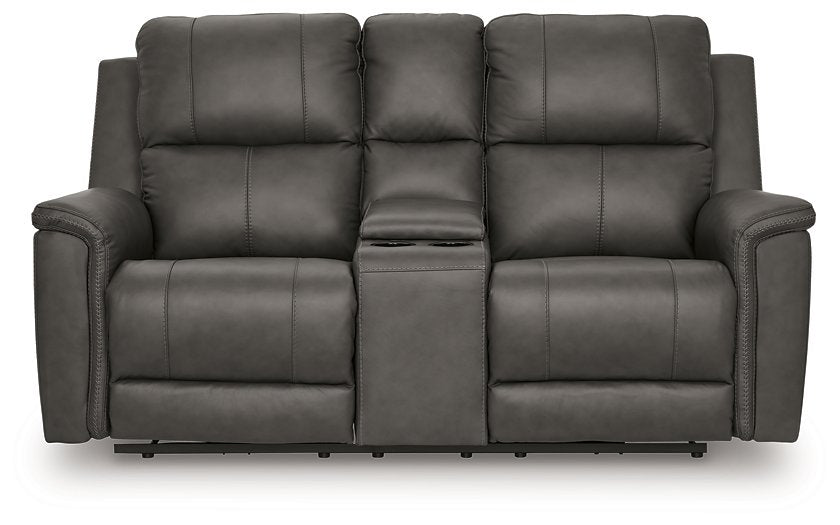 Bleckley Power Reclining Loveseat with Console - galleria furniture outlet