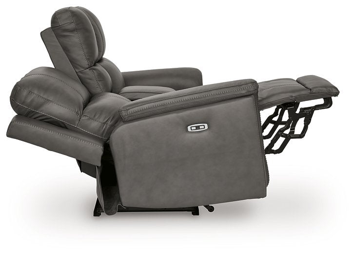 Bleckley Power Reclining Loveseat with Console - galleria furniture outlet