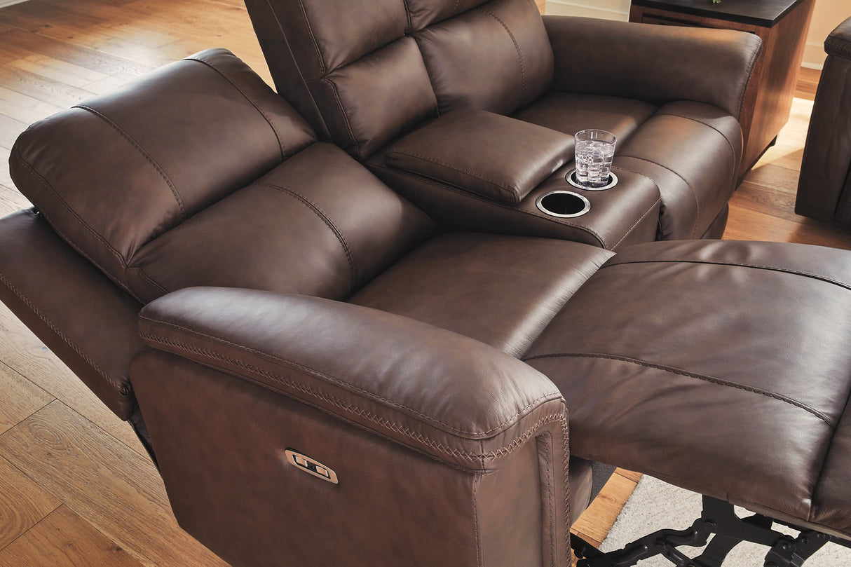 Bleckley Power Reclining Loveseat with Console - galleria furniture outlet