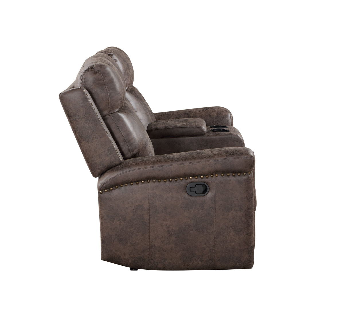 Quade Console Loveseat W/ Dual Recliners-Mocha