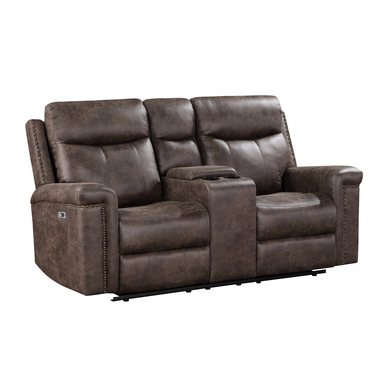 Quade Console Loveseat W/ Pwr Fr-Mocha