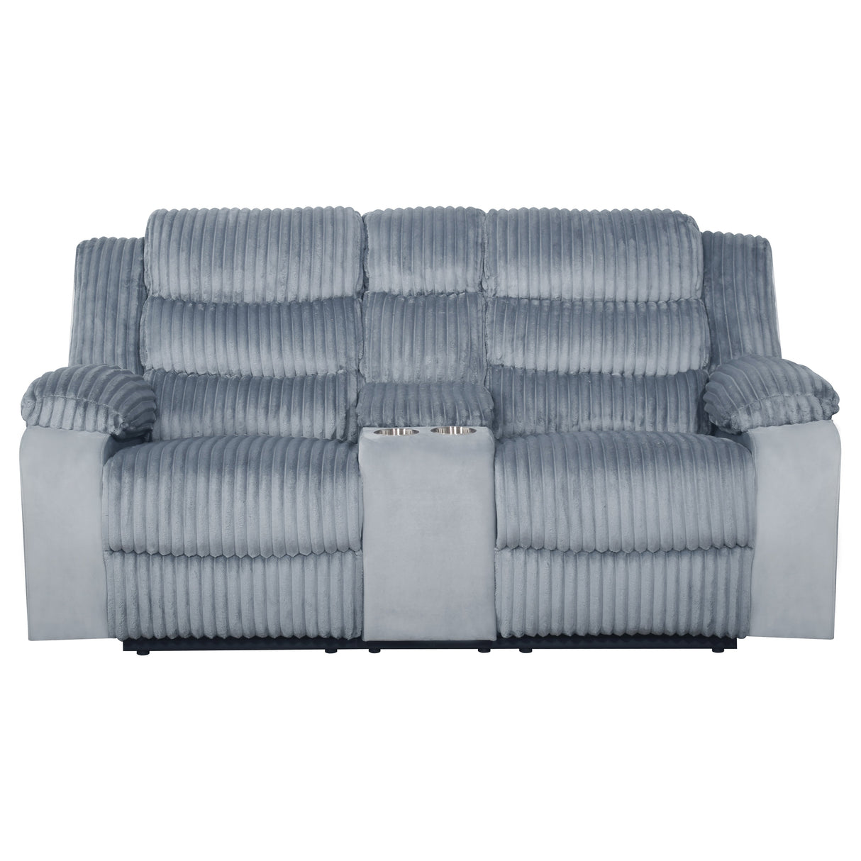 Willow Console Loveseat W/ Dual Recliners-Gray