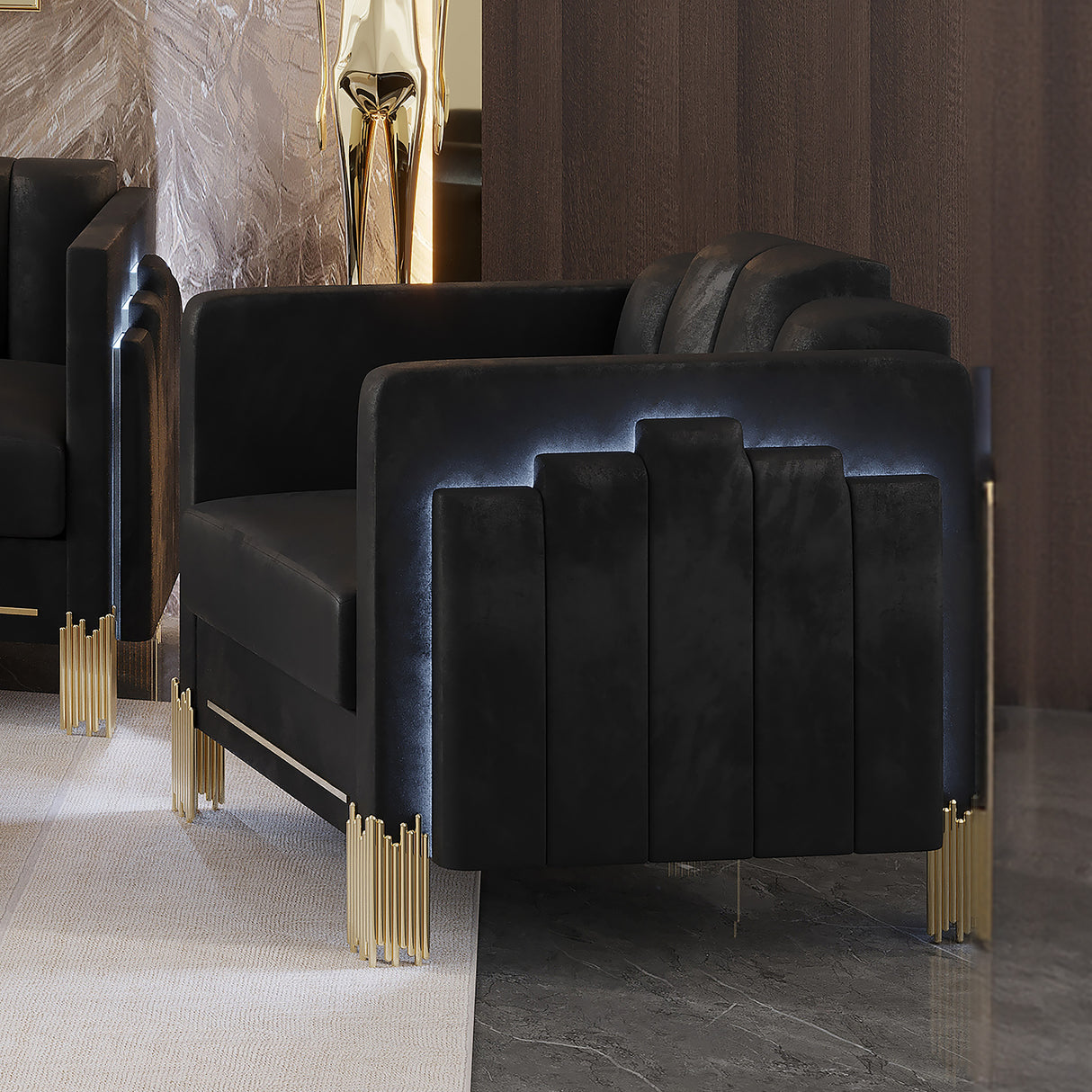 Empire Lighted Chair-Black