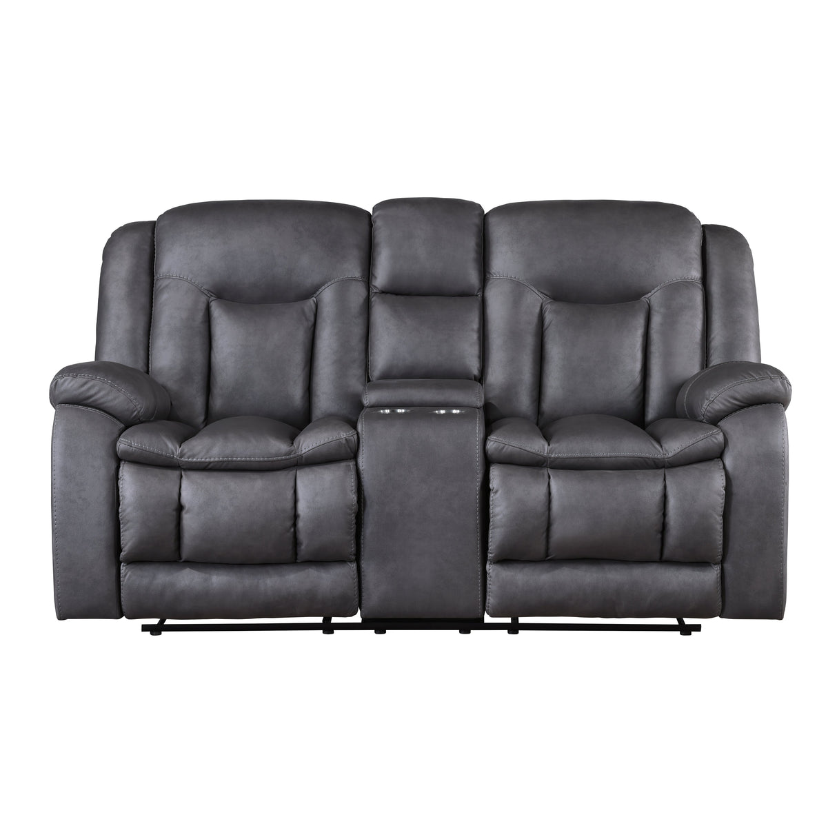 Morello Console Loveseat W/ Dual Recliners-Gray