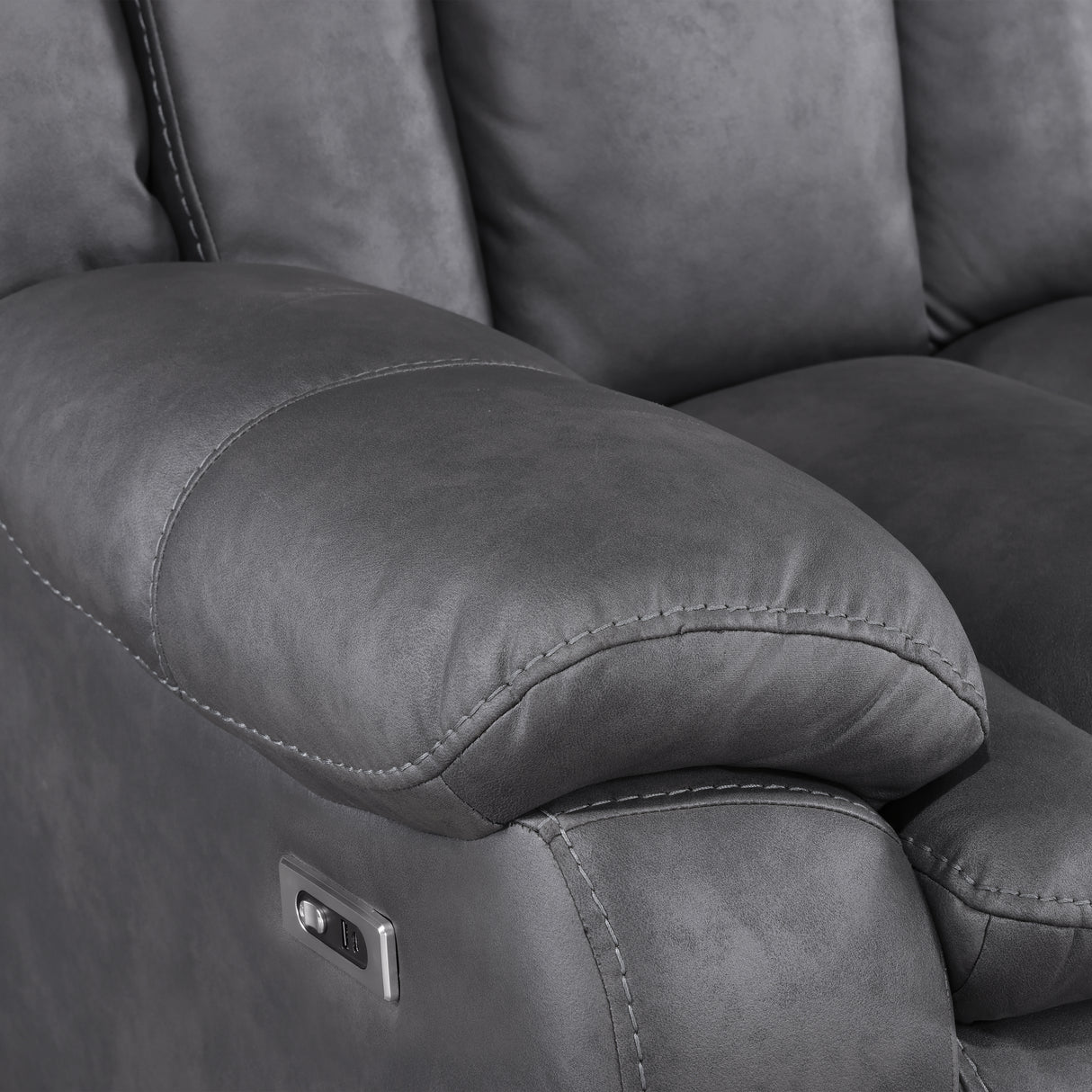 Morello Console Loveseat W/Pwr Fr-Gray