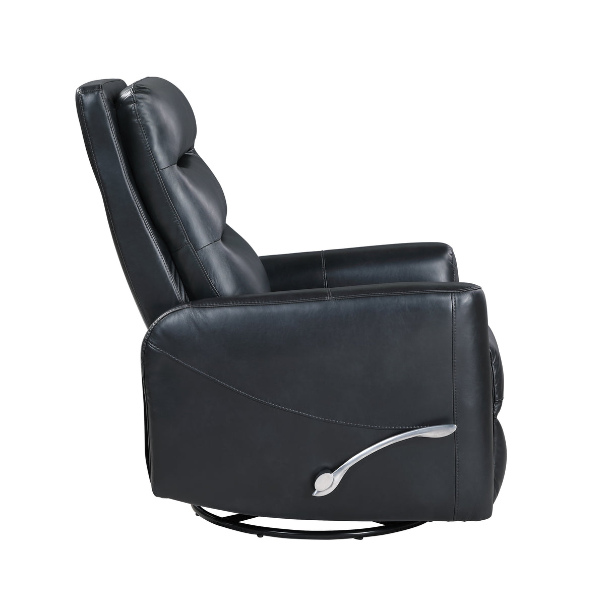 Takami Swivel Recliner-Black Vegan Leather