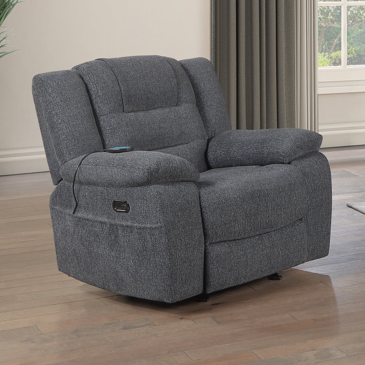 Redondo Glider Recliner W/Heat, Massage, Pwr Fr -Dk Gray