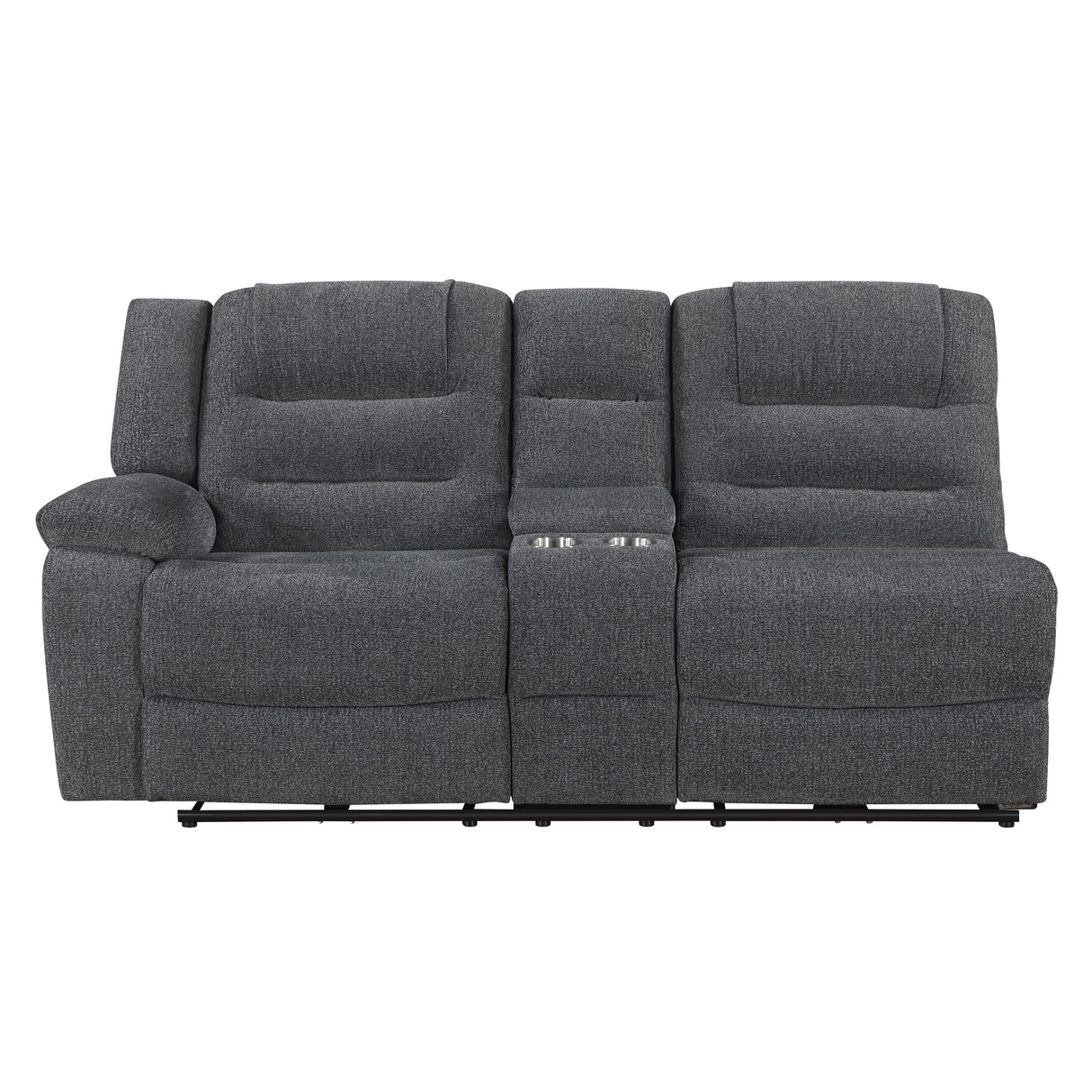 Redondo Laf Console Loveseat W/ 2 Recliners-Dk Gray