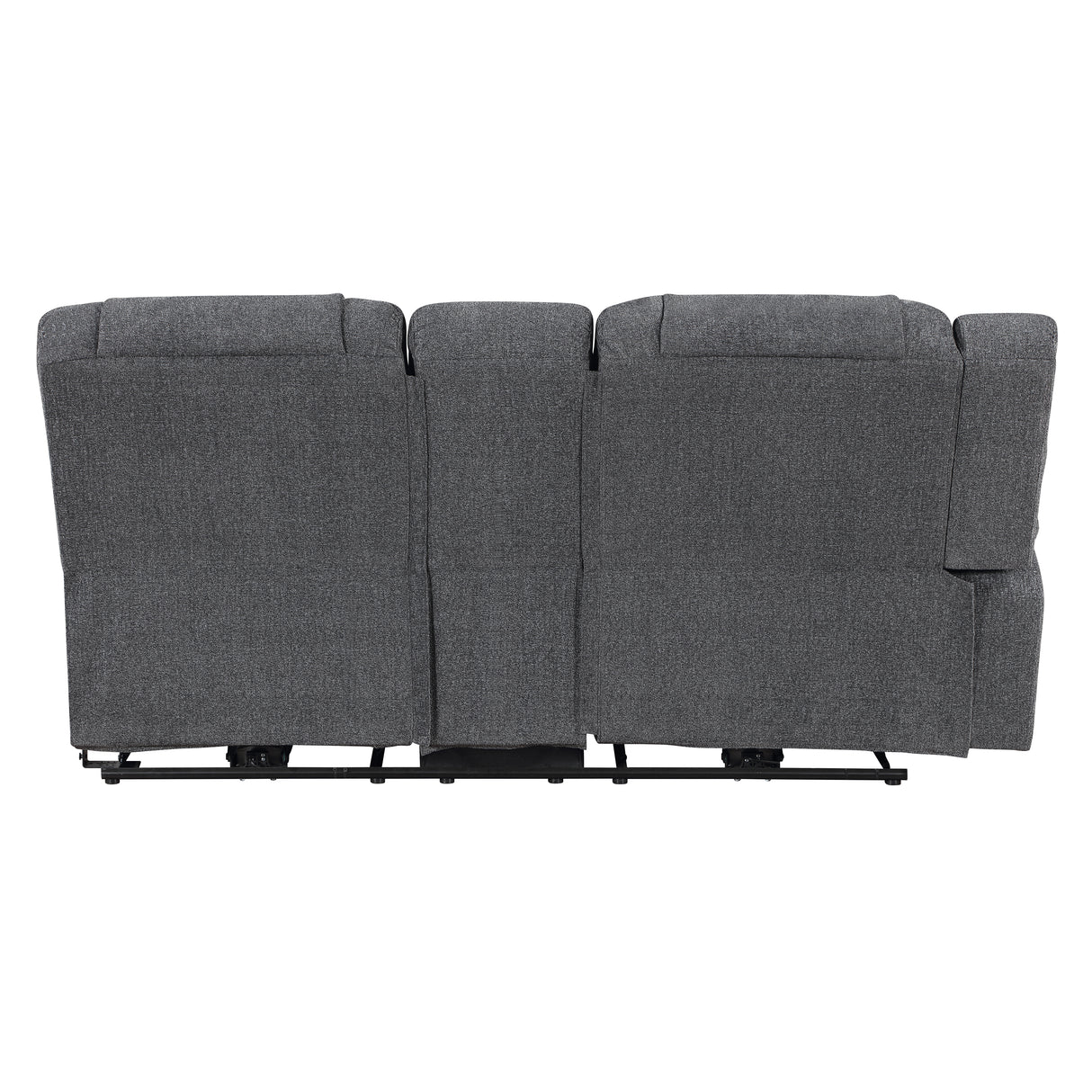Redondo Laf Console Loveseat W/ 2 Recliners-Dk Gray