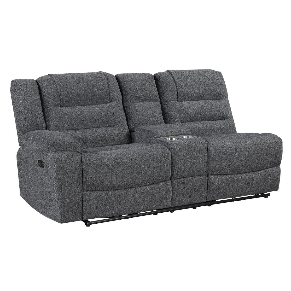 Redondo Laf Console Loveseat W/ 2 Recliners Pwr Fr-Dk Gray