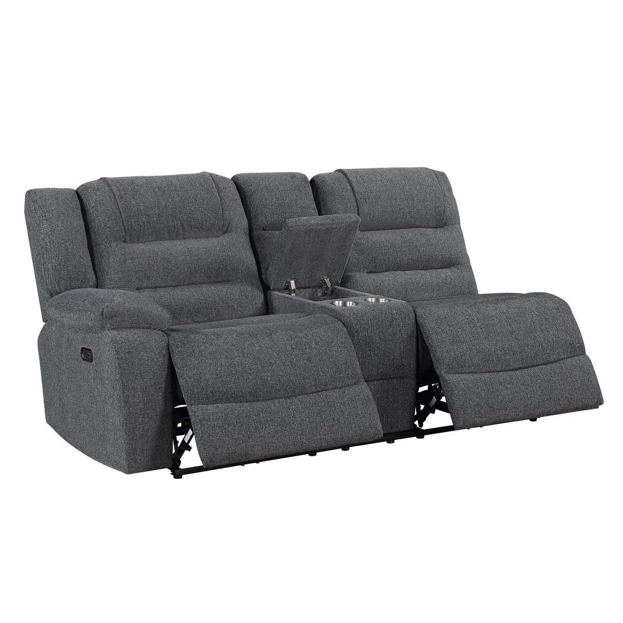 Redondo Laf Console Loveseat W/ 2 Recliners Pwr Fr-Dk Gray