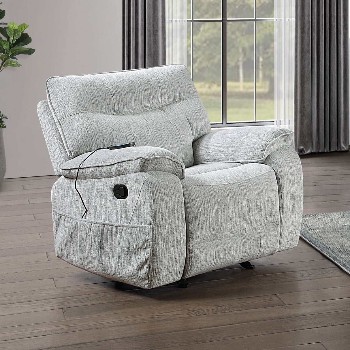 Chablis Glider Recliner W/Heat & Massage-Mist Gray