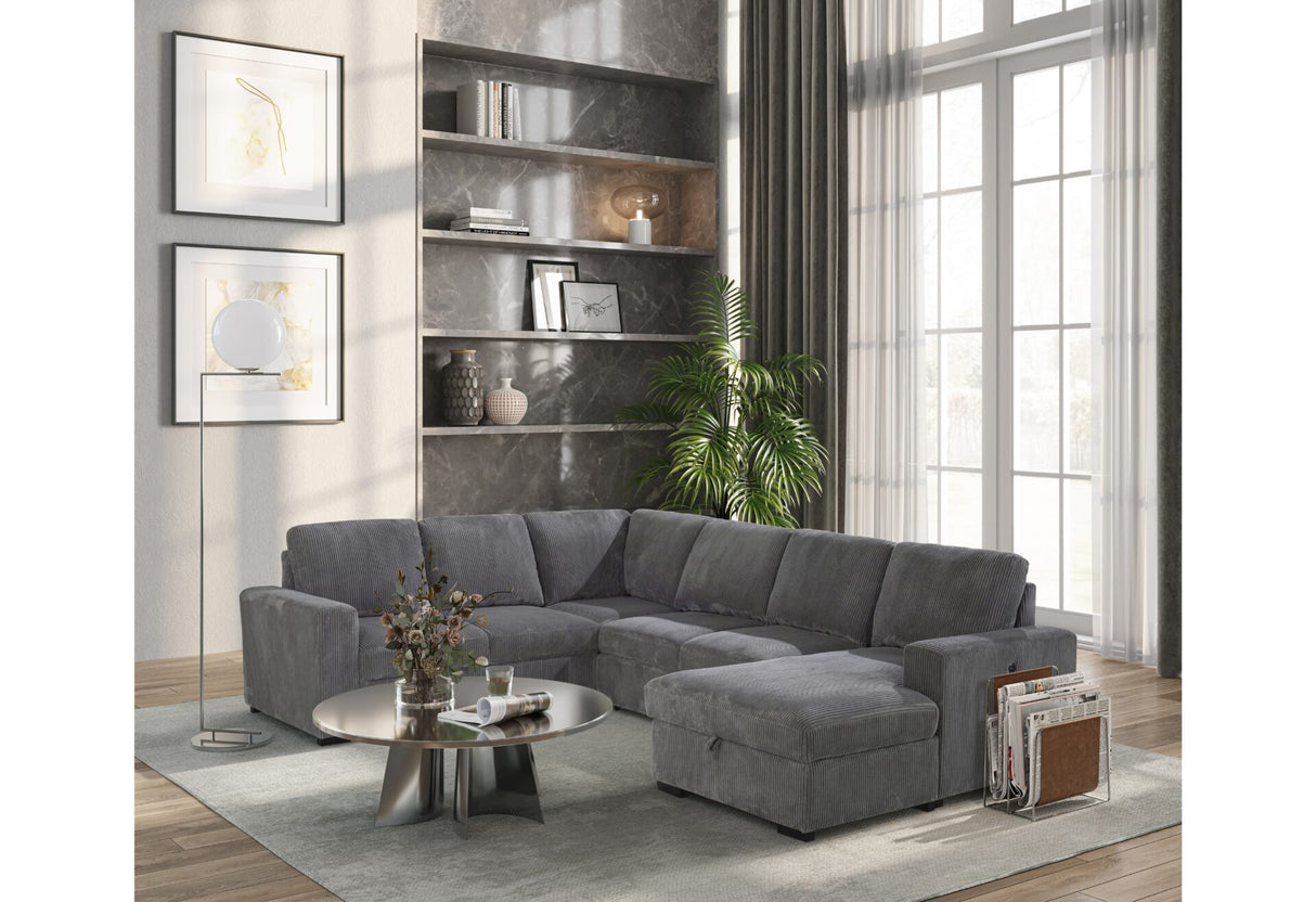U2660 Grey Sectional With Pull Out - galleria furniture outlet