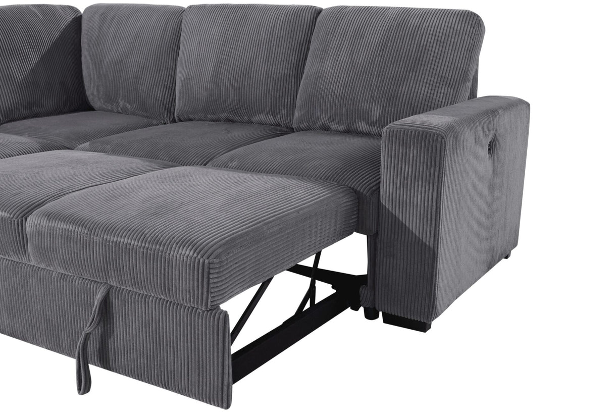 U2660 Grey Sectional Sofa-Without Chaise