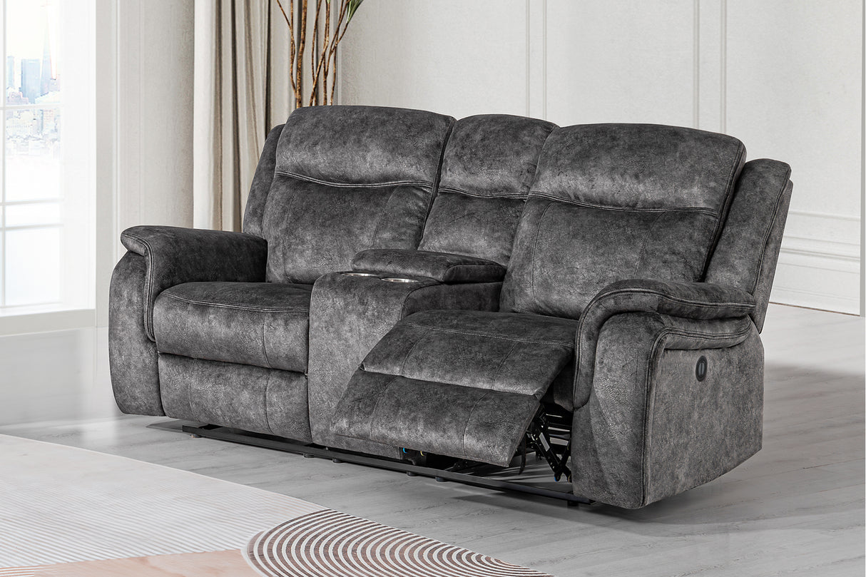 Park City Console Loveseat W/ Pwr Fr-Slate