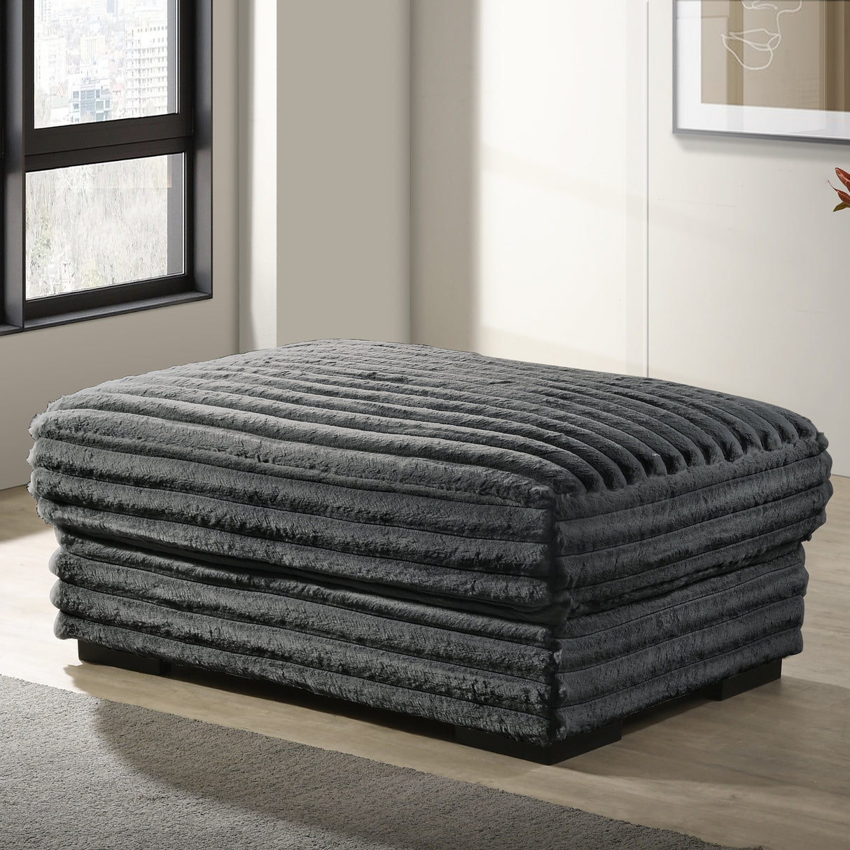 Embrace 41" Ottoman-Charcoal