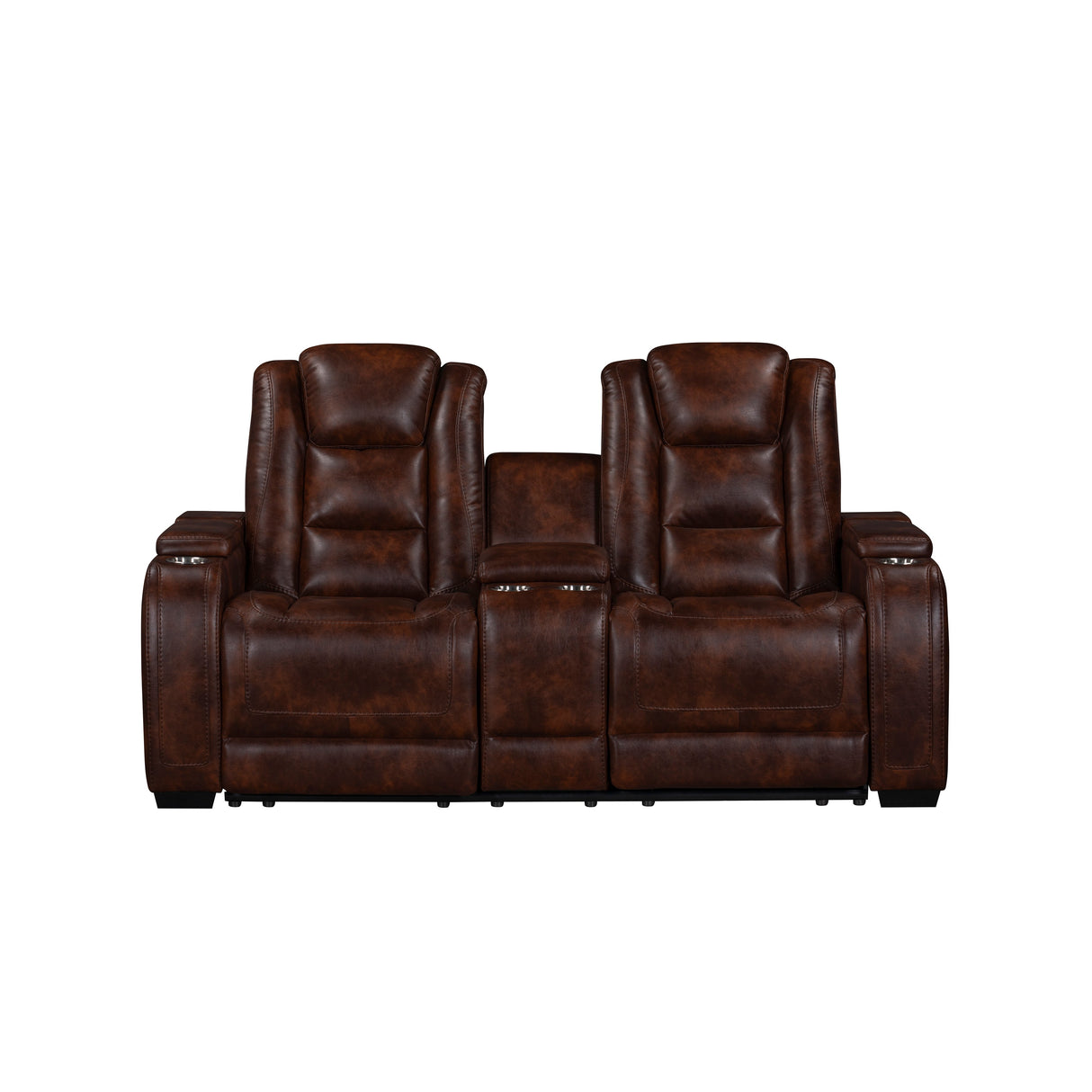 Chester Reclining Console Loveseat-Brown