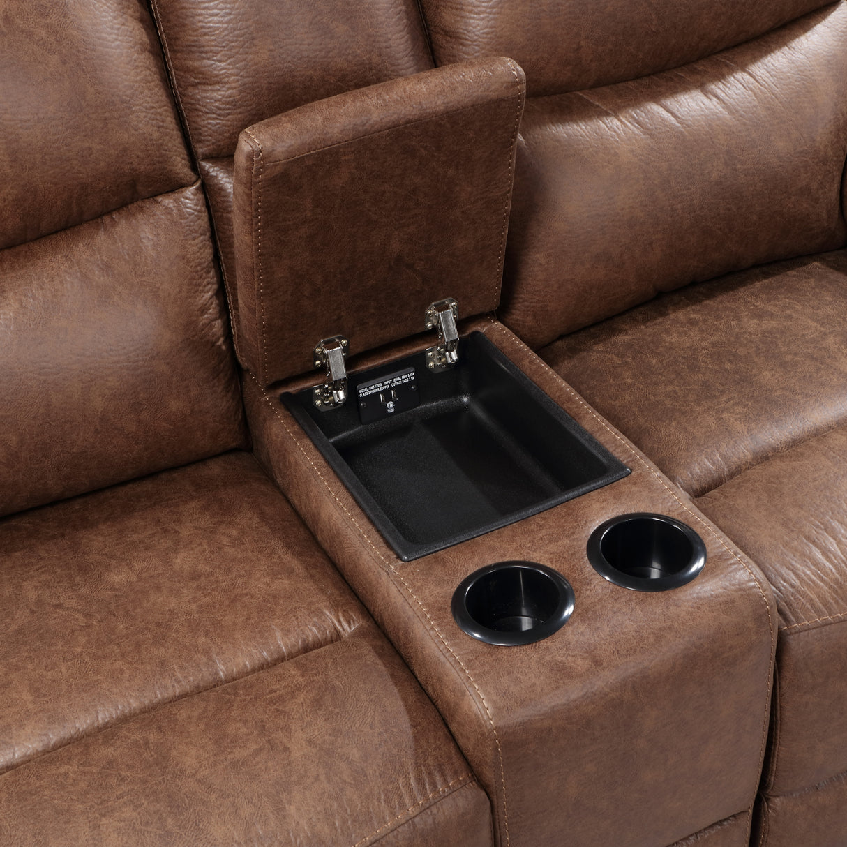 Ryland Console Loveseat W/ Dual Recliners--Brown