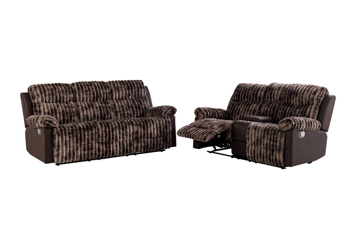 U6028 Brown Reclining Sofa-Console Reclining Loveseat