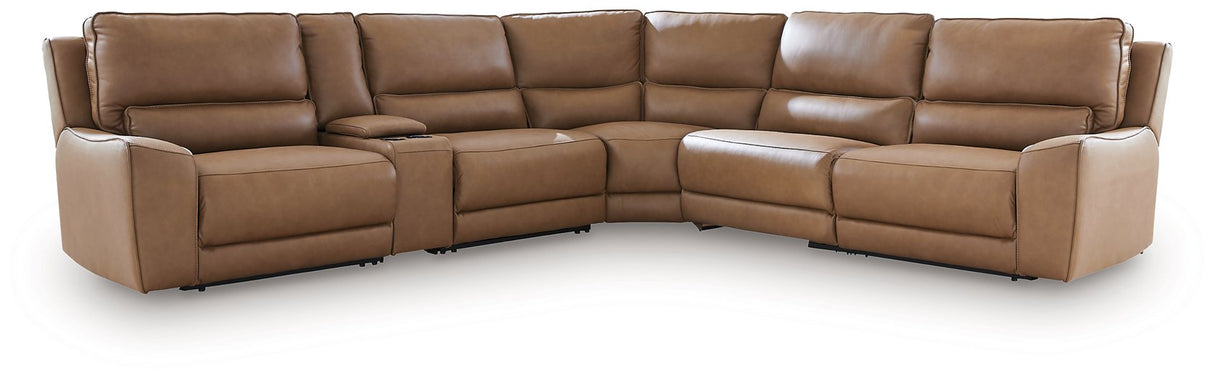 DeepWakes Reclining Sectional with Storage Console - galleria furniture outlet