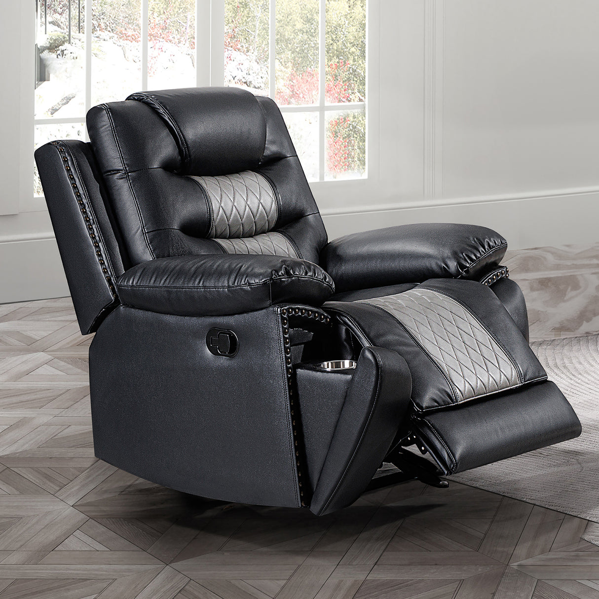 Nikko Glider Recliner-Black/Gray
