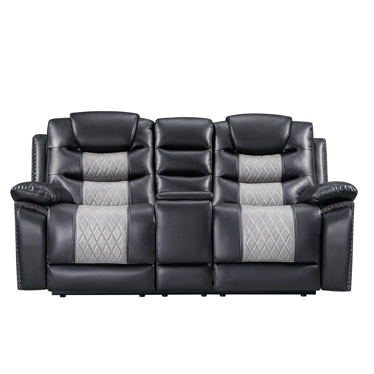 Nikko Console Loveseat W/Pwr Fr-Black/Gray