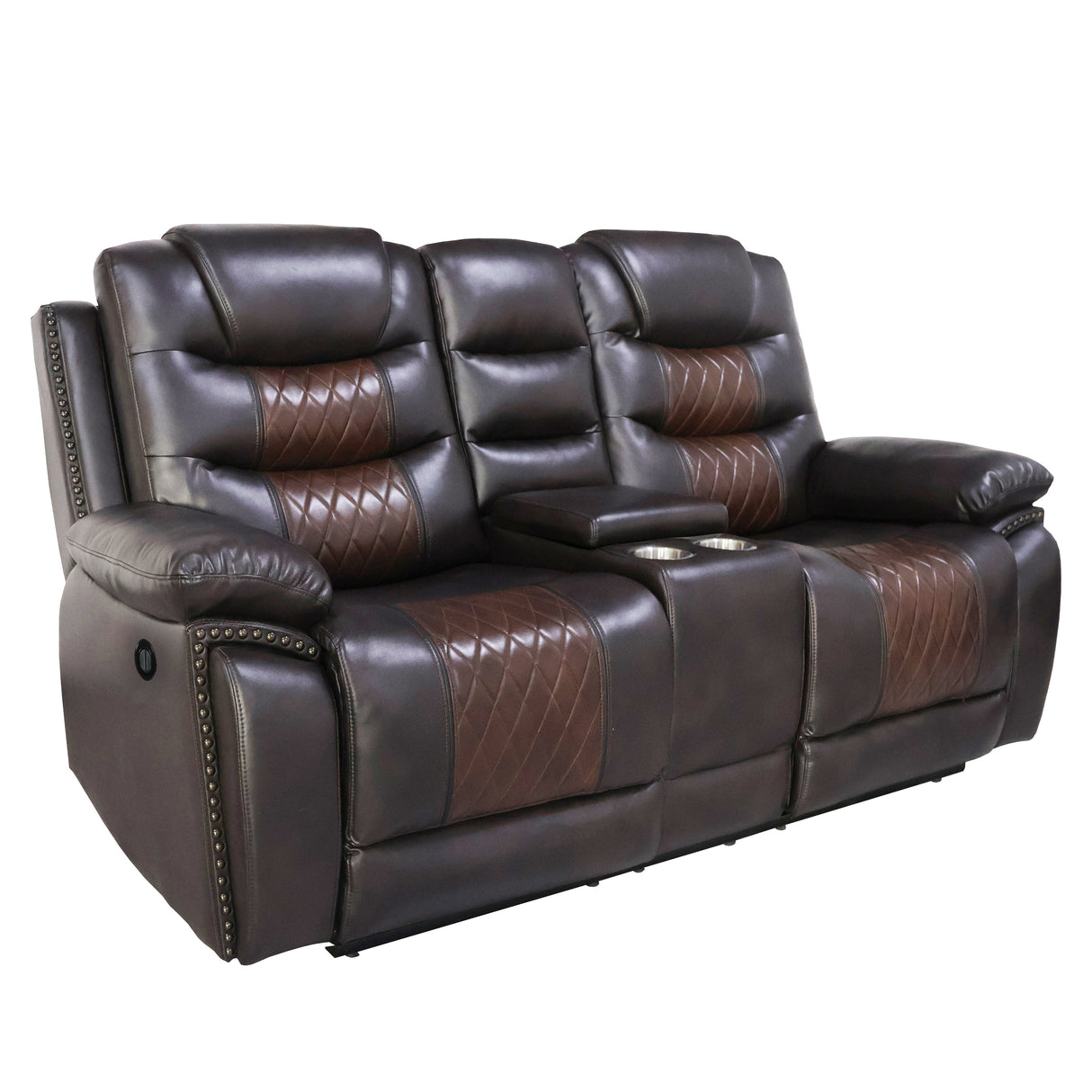 Nikko Console Loveseat W/Pwr Fr-Brown
