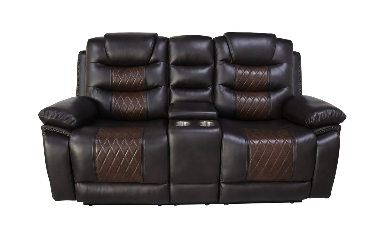 Nikko Console Loveseat W/Pwr Fr-Brown