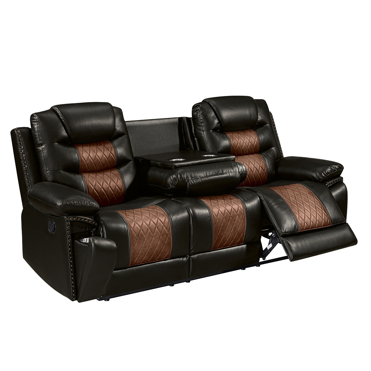 Nikko Sofa W/Dual Recliner-Brown
