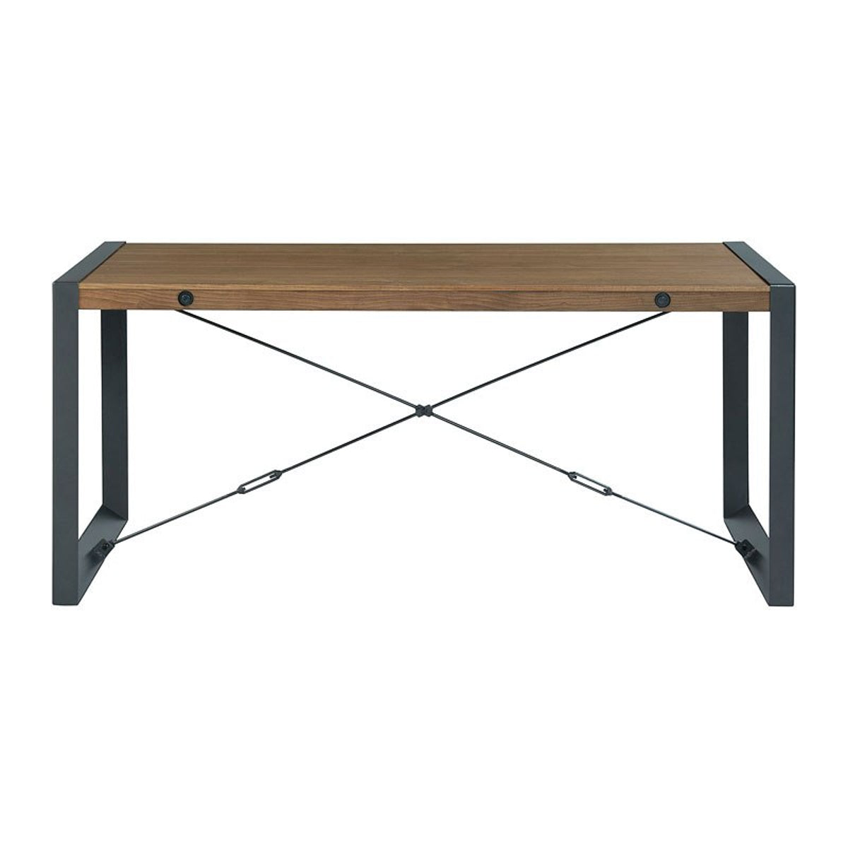 Elements International Industrial Dining Table in Gunmetal and Brown image