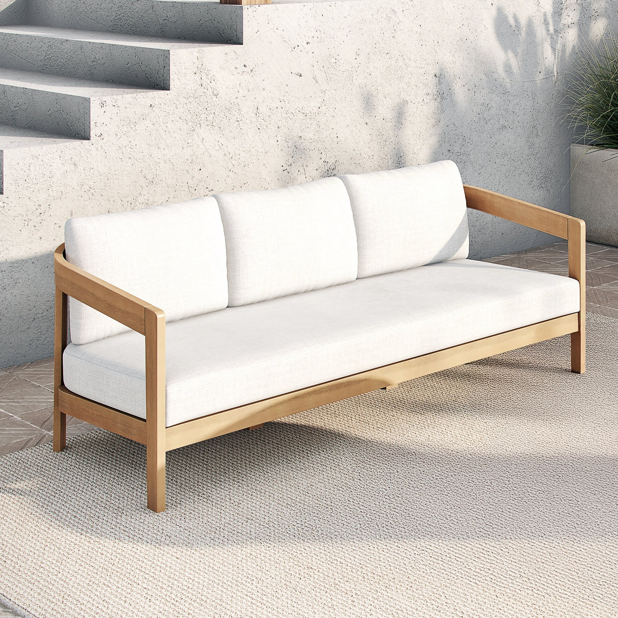 Wesley Patio Sofa, W/ White Cushions