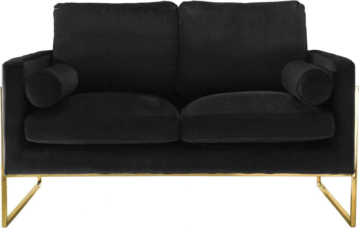 Mila Black Velvet Loveseat