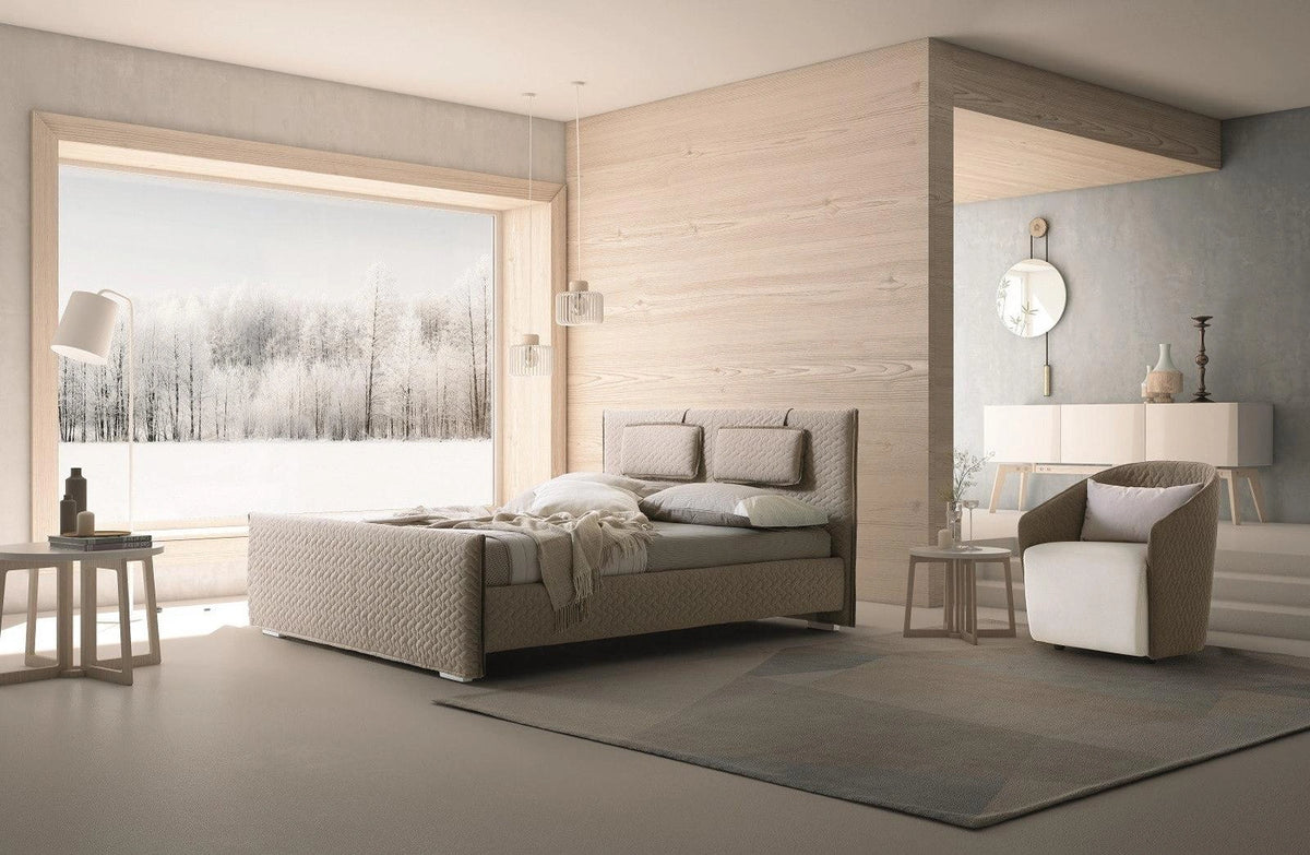 J&M Furniture Evergreen King Platform Bed in Light Taupe