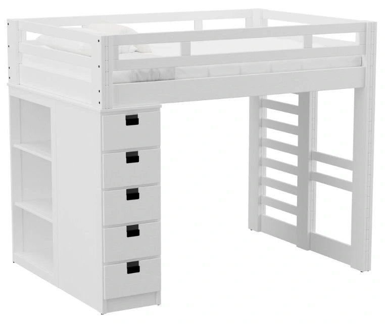Elements International Cali Kids Twin Loft Bookcase Bed in White image