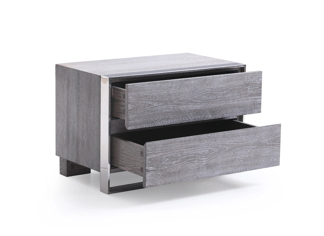 Arlene Modern Grey Elm & Stainless Steel Bedroom Set