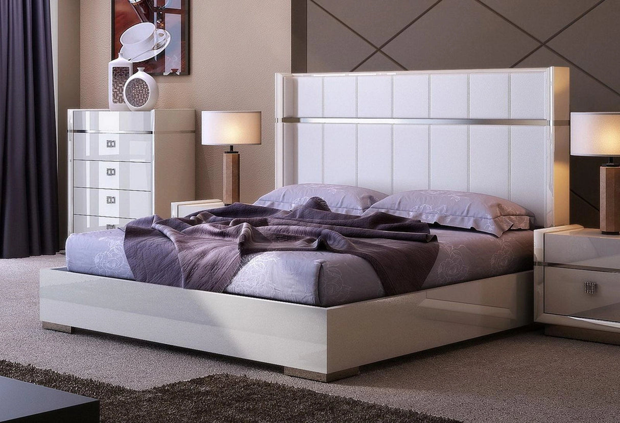 J&M Furniture Paris Queen Panel Bed in Light Grey